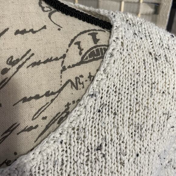 J. Jill Speckled Knit Tunic Sweater Size M Ivory Gray 3/4 Sleeves Notch Hem - Picture 5 of 11